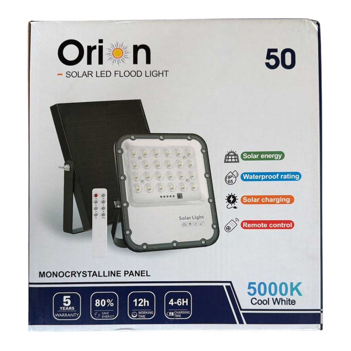 Orion Ηλιακός Προβολέας LED 50W IP65 5000κ