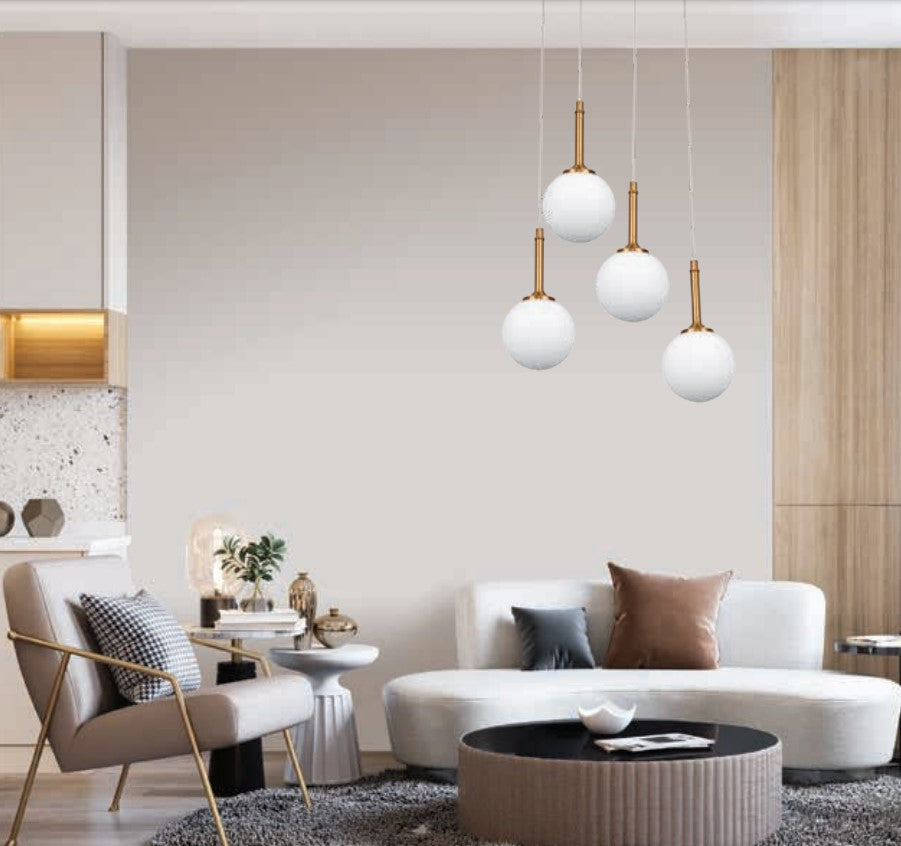Inlight 4016-4 Ρυθμιζόμενο Κρεμαστό Φωτιστικό Χρυσό για 4 Λαμπτήρες G9 30x30εκ. 4016-4-ROSETTE