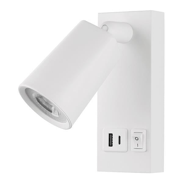Απλίκα Κρεβατιού Ανάγνωσης με USB Type C Μέταλλο - Πλαστικό LED 5W 450Lm 3000K 155x63x150mm Μαύρη ARTE ILLUMINA C - Lux