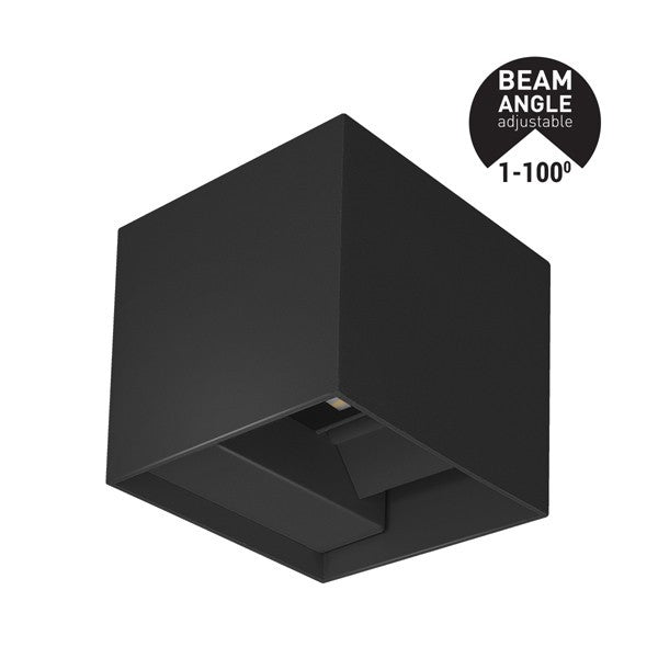 Απλίκα Τοίχου Αλουμινίου Cube Μαύρη 10W 3CCT 100x100x100 mm Me Glass Difuser ARTE ILLUMINA