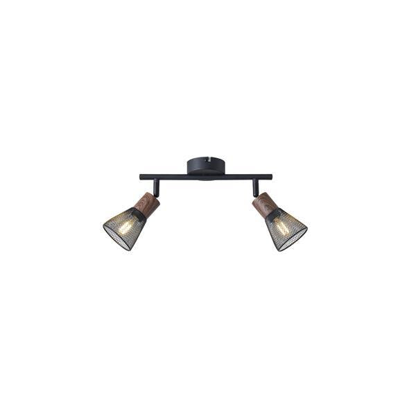 Σποτ με Δίχτυ Μέταλλο - Ξύλο 2φωτο 2xE14 Max 8W 255x80x145mm Μαύρο ARTE ILLUMINA MESHY