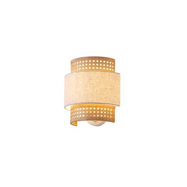 Απλίκα Τοίχου Μέταλλο - Ύφασμα 1xE27 Max 15W 240x230x140mm Μπεζ - Ματ Λευκό ARTE ILLUMINA Isla
