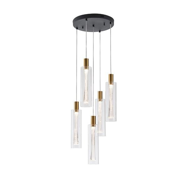 Φωτιστικό Κρεμαστό Γυαλί 5φωτο LED 38W 4400Lm 3000K Φ350x1930mm Διάφανες ARTE ILLUMINA Vial