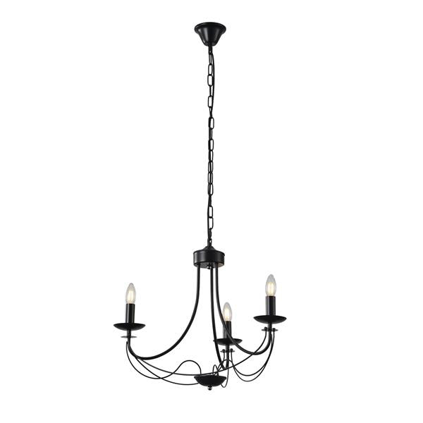 Φωτιστικό Κρεμαστό Μέταλλο 3φωτο 3xE14 Max 8W Φ600x470x940mm Μαύρο ARTE ILLUMINA Vault