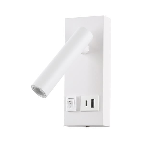 Απλίκα Κρεβατιού Ανάγνωσης με USB Type C Αλουμίνιο - Μεταλλικό LED 2W 140Lm 3000K 150x60x145mm 100-240AC Μαύρη ARTE ILLUMINA Charge
