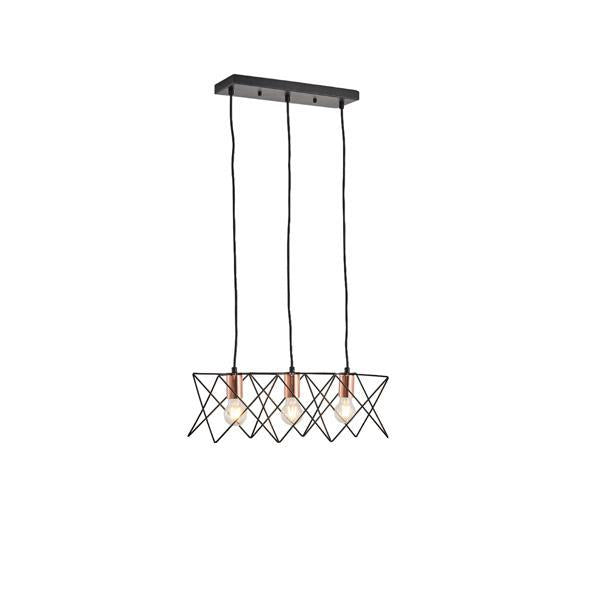 Φωτιστικό Κρεμαστό Μέταλλο 3φωτο 3xE27 Max 15W 517x175x1240mm Μαύρο ARTE ILLUMINA Brawck