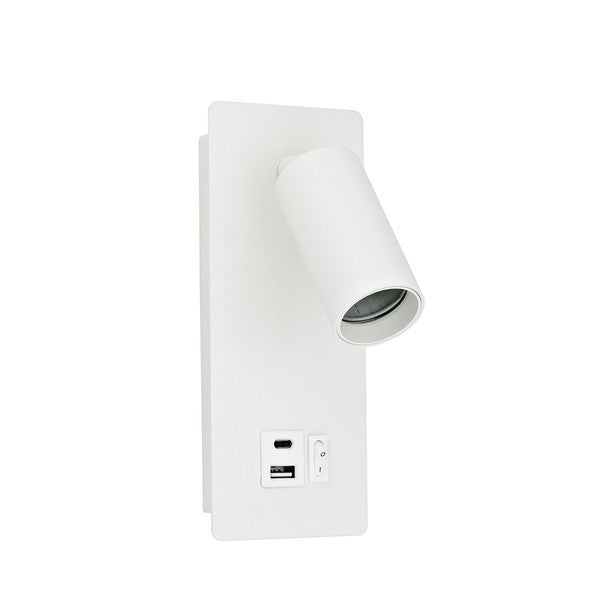 Απλίκα Ανάγνωσης Αλουμινίου 1xGU11 MAX8W Φ40x80mm με USB Type C Άσπρη ARTE ILLUMINA Von
