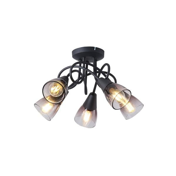 Σποτ Μέταλλο Γυαλί 5φωτο 5xE14 Max 8W 380x185mm Φιμέ ARTE ILLUMINA CLASSY
