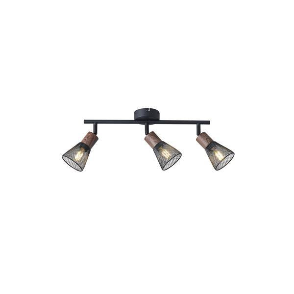 Σποτ με Δίχτυ Μέταλλο - Ξύλο 3φωτο 3xE14 Max 8W 390x80x145mm Μαύρο ARTE ILLUMINA MESHY