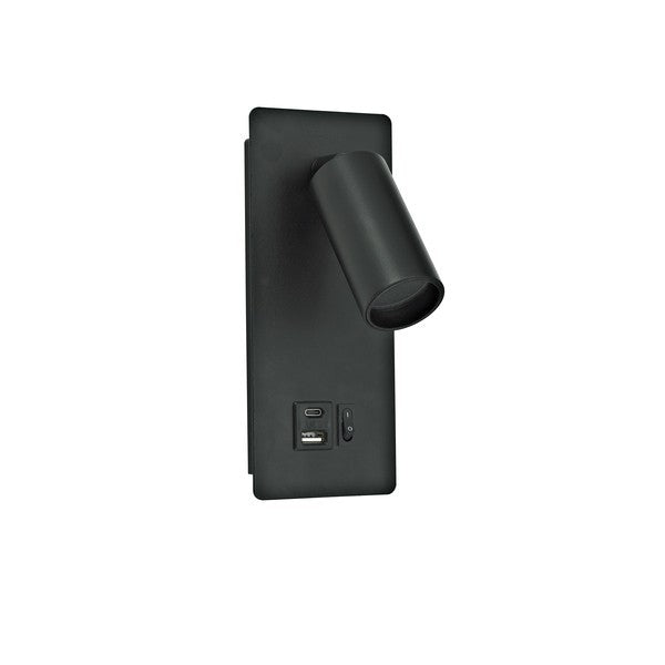 Απλίκα Ανάγνωσης Αλουμινίου 1xGU11 MAX8W Φ40x80mm με USB Type C Μαύρη ARTE ILLUMINA Von
