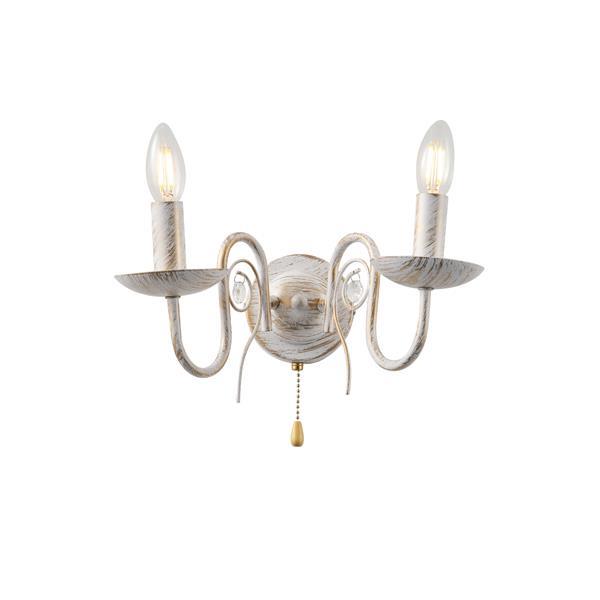 Απλίκα Τοίχου Μέταλλο - Γυαλί 2φωτη 2xE14 Max 8W 325x180mm Λευκό - Χρυσό ARTE ILLUMINA Duke
