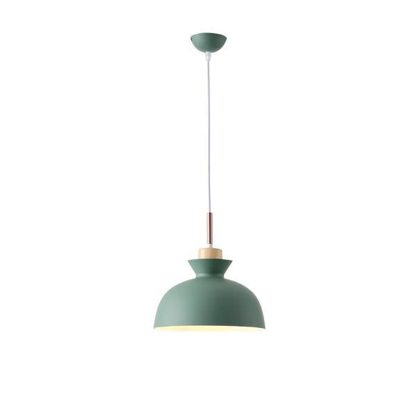 Φωτιστικό Κρεμαστό Μέταλλο - Ξύλο Μονόφωτο 1xE27 Max 15W Φ280x1234mm Πράσινο - Λευκό - Ξύλο ARTE ILLUMINA Dignity