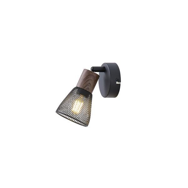 Σποτ Μαύρο με Ξύλο και Δίχτυ 1xE14 Max 7W D80XH125mm ARTE ILLUMINA MESHY