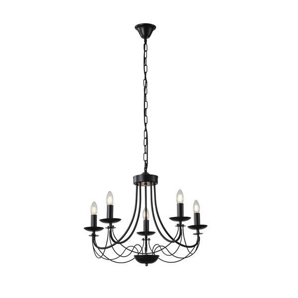 Φωτιστικό Κρεμαστό Μέταλλο 5φωτο 5xE14 Max 8W 600x940mm Μαύρο ARTE ILLUMINA Vault