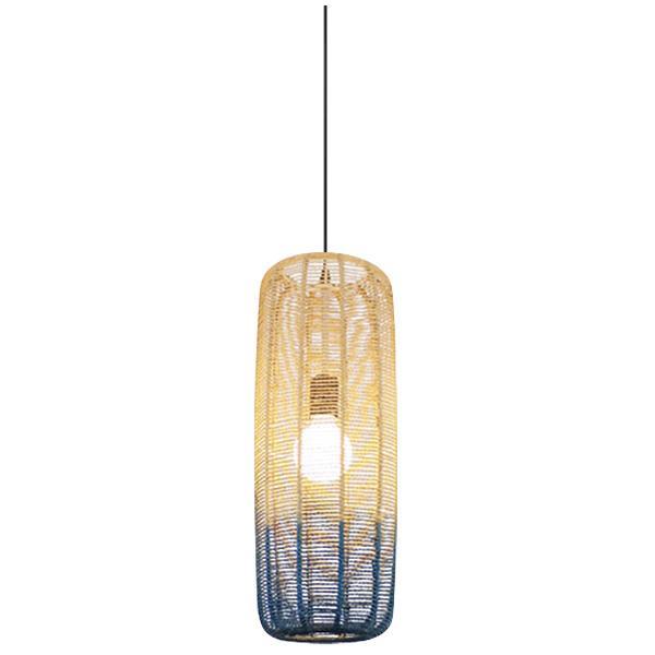 Φωτιστικό Κρεμαστό Μονόφωτο E27 D220XH520 Rattan Λευκό Γαλάζιο ARTE ILLUMINA Kai