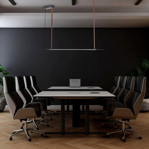 Φωτιστικό Κρεμαστό Μέταλλο - Δέρμα LED 25W 1750Lm 3000K 1400x60x1200mm Μαύρο ARTE ILLUMINA Linea